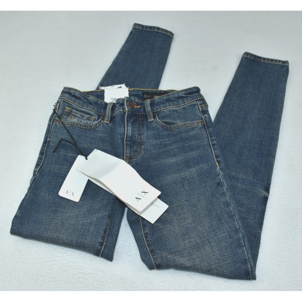 Armani Exchange A|X J01 Super Skinny Women Jeans Size 25 Blue Denim NWT